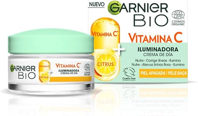 Garnier, Crema de Día Iluminadora con Vitamina C, Corrige líneas y Potencia la luminosidad en 24H, Fórmula Vegana, 50 ml