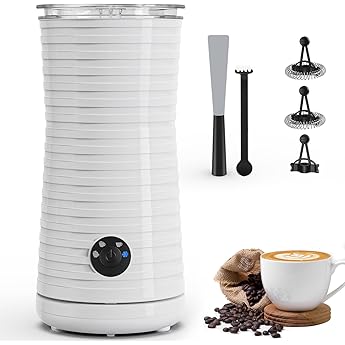 morpilot Espumador de Leche Eléctrico, Calentador de Leche 4 en 1, Acero Inoxidable, para Espuma Fría y Caliente, Latte, Capuchinos y Macchiato