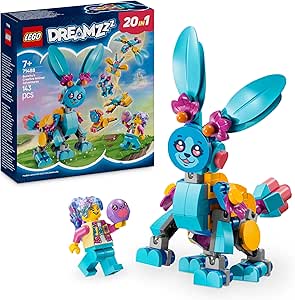 LEGO DREAMZzz Bunchu Adventures: Creative Animals, 20 in 1 Rebuild Plush Bunny Shark, Elephant, Toy Turtle and More, Gift for 7 Year Old Girls, Izzie Mini Figure 71488