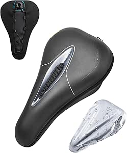 auvstar Gel Cover for Bicycle Saddle, Hollow and Breathable, Silica Gel Cushion Cover, Suitable for Mountain Bike Saddle, Adjustable Velcro
