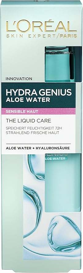 L'Oreal Paris Hydra Genius - Crema hidratante con ácido hialurónico y aloe agua para piel sensible, 70 ml, 1 unidad