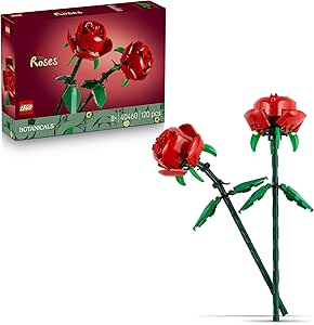 LEGO Botanicals Roses, Red Artificial Flowers Compatible with Bouquets - Floral Decor for Kids Bedroom and Desk - Gift for Girls, Boys, Teens 40460