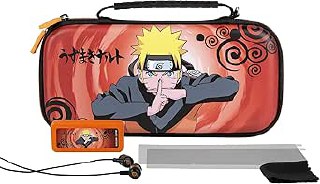 Konix Naruto Shippuden Pack de accesorios de juego Starter Kit Jutsu para Nintendo Switch, Switch Lite y Switch OLED - Funda - Estuche de juegos - Auriculares