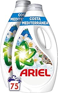 ARIEL Costa Mediterránea, Brisa Marina & Jazmín, Detergente Líquido, 75 Lavados (Pack de 3) – Limpieza Impecable y Frescor de Lenor