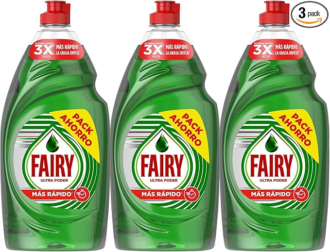 Fairy Ultra Poder Original Líquido Lavavajillas 3x900ML Fórmula Efectiva Que Deja Los Platos Relucientes, Impresionante Poder Antigrasa
