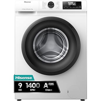 Hisense WF1Q8041BW2 - Lavadora, Clase A, 8 Kg, 1400 rpm, Alto 85 cm x Ancho 60 cm, Color Blanco, Función Vapor 99,9%, Lavado Rápido+, Lavado Automático, Finalización Diferida, Tecnología Inverter