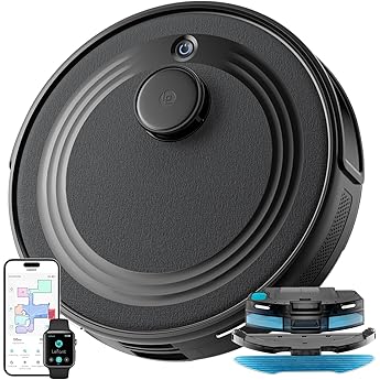 LEFANT Robot Aspirador y Fregasuelos con dToF Navegación Láser y App M2, 6000 Pa, 160 min, Barre, Aspira, Friega y Pasa la Mopa, Limpieza Personalizada, Sensores Anticaídas, Alexa/i Watch, 2.4G y 5G