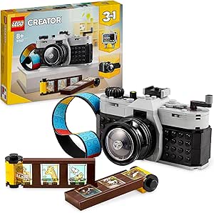 LEGO Creator 3 in 1 Retro Toy Camera Convertible to Camcorder and TV, Bedroom Decor and Desk Accessory, Photography Gift for Boys and Girls Ages 8 and Up 31147
