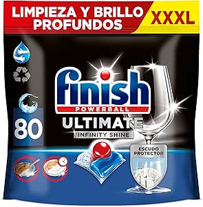 Finish Powerball Ultimate Infinity Shine Dishwasher Tablets with Grease Remover and Glass Protection, 80 Tablets