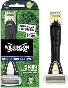 Wilkinson Hydro Trimmer - Body &Balls - 2-in-1 Electric Razor for Men - 3 Settings Trimmer - 5 Blade Head with Aloe Vera Gel
