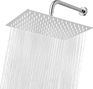 Extra Large Rain Shower Head, 30x20cm Rectangle Stainless Steel High Flow Rainfall Shower Head Full Body Waterfall Coverage Luxury Bathroom Upgrade (Chrome)