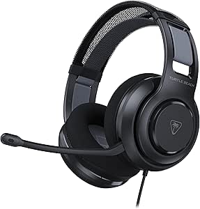 Turtle Beach Atlas 200 Auriculares con Cable USB para PC, Xbox, PlayStation, transductores Nanoclear de 50 mm, Audio de Alta fidelidad, Waves 3D Audio, micrófono con función de Silencio al abatir