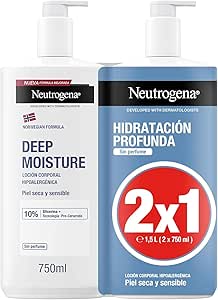 Neutrogena Norwegian Formula Deep Hydration Hypoallergenic Body Lotion (2 X 750ml), Body Moisturizer for Dry & Sensitive Skin, Moisturizer with Pro Ceramide & Glycerin
