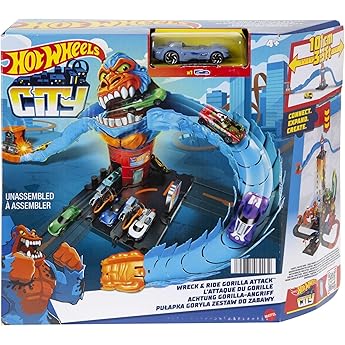 Hot Wheels City “Let's Race - ¡a correr!” Netflix -Túnel de lavado con giros Pista para coches de juguete, incluye 1 vehículo color shifter, +4 años (Mattel HTN80)