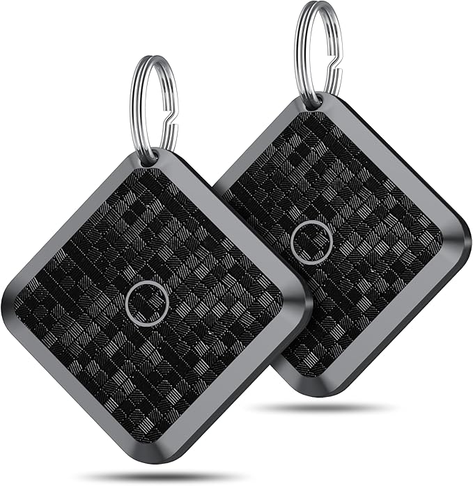 Smart Tracker Tag 2 Pack localizador Buscador Compatible con la aplicación Buscar de Apple (Solo iOS) Tag localizador para localizar Llaves,Mochilas,Carteras y equipajeBatería Reemplazable, Negro