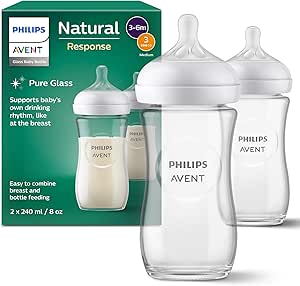 Philips Avent Biberón de vidrio Natural Response - Biberón de 120 ml, sin BPA para recién nacidos a partir de 0 meses (modelo SCY930/01)