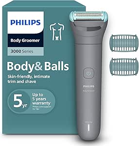 Philips Body Shaver series 3000 - Male epilator with protection system, Trims and depiles intimate areas, Soft and close shaving, 100% waterproof, 80 min. of autonomy, BG3480/15.