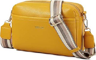 PU Leather Crossbody Bag for Women, Small Phone Purse with Detachable Wide Shoulder Strap and 2 Zipper Compartments