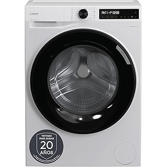 Candy Smart CS 14102DE/1-S, Lavadora 10 KG, 1400 RPM, Pantalla Digital y Mando, Tecnología NFC, Asistente de Voz, 15 Ciclos, 5 Rápidos, Planchado Fácil, Inicio Diferido 24H, Detector KG, 81 DB, Blanco