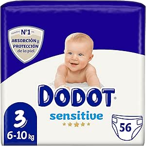 DODOT Sensitive Diapers, 6 to 10 kg, White, Size 3, Vanilla, 56 Count