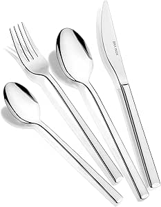 BRA Verona 24-Piece Cutlery Set, 18/10 Stainless Steel, with Special Meat Cutter, Polished Finish