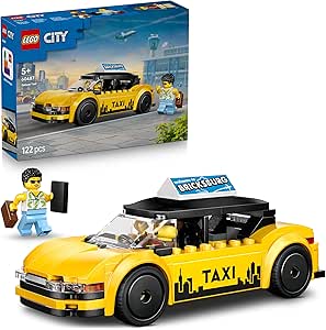 LEGO City Taxi Yellow Toy - Electric Car Model with Detachable Roof and 2 Minifigures - Fine Motor Set - Birthday Gift for Children 5+ Years Old - 60487