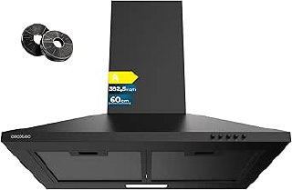 Cecotec Bolero Flux PM 604000 Black A. Black Painted Finish, Suction 382.5 m³/h, 3 Speeds, Carbon Filters Included, Class A, BLDC Motor and LED Light