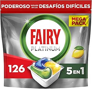 Fairy Platinum Lemon, All-In-One Dishwasher Capsules, 126 Capsules, For The Toughest Remains, Cleans Even Grease Filters, Packaging May Vary