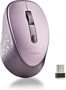 NGS Dew Lilac Wireless Optical Mouse, Ergonomic Mouse, Silent Wireless Mouse for Laptop, High Precision with Nano Receiver, for Ambidextrous, Adjustable DPI 800/1600, Plug and Play