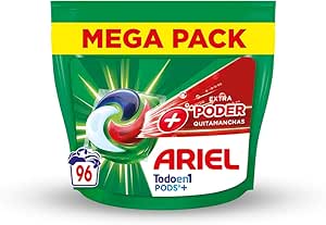 ARIEL PODS All in 1 Liquid Washing Machine Detergent Capsules/Tablets, 96 Washes (8x12), Deep Cleaning Soap, More Extra Power Stain Remover, Packaging May Vary
