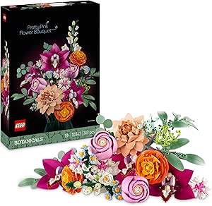 LEGO Botanicals Bouquet of Flowers Fantasy in Pink Mockup for Adults - Floral Home Decoration - Daisies, Artificial Eucalyptus and Roses - Gift for Women, Men and Mothers 10342