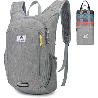 SKYSPER Mochila Pequeña 10L, Mochilas Plegable Viaje Ultraligera Mochila Compacta con Bandas Reflectantes Delanteras y Traseras para Excursion Viajes Caminhada Senderismo