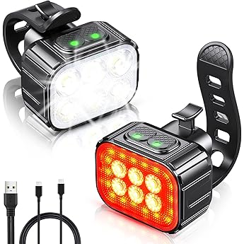 Glangeh Luz Bicicleta Recargable USB, Luces Bicicleta Delantera y Trasera de 1.5H Carga Rápida, 4+6 Modos y IP65 Resistente con Luz Trasera Bicicleta para Ciclismo de Carretera y Montaña de la Noche