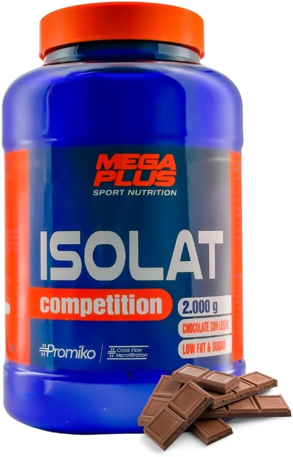 Proteína Isolat Competition - Mega Plus - Promiko - Proteína Aislada De Suero Profesional Para Masa Muscular Y Recuperación Rápida - Proteina Isolate Y Leche En Polvo - Chocolate 2kg
