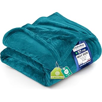WAVVE Manta Franela para Cama 90, Manta para Sofá 150x200 cm, Manta de Microfibra, Suave, Cálida, Transpirable (Turquesa)
