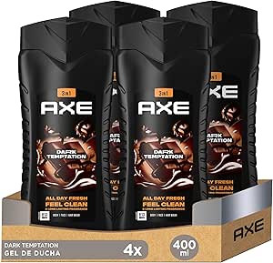 Axe Dark Temptation 3in1 Shower Gel and Shampoo for Men 400 ml – Pack of 4