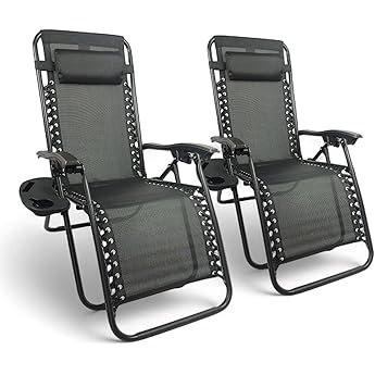 T-LoVendo Pack 2 Tumbonas o Sillas de Exterior Plegables para jardín, Playa, Piscina, terraza. Gravedad Zero 2 Unidades (Gris)