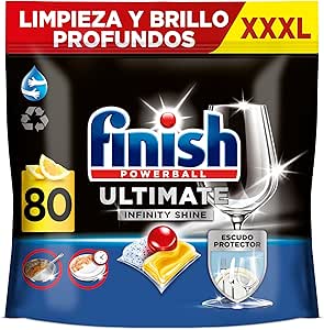 Finish Powerball Ultimate Infinity Shine Dishwasher Tablets with Grease Remover and Glass Protection, Lemon Scent, 80 Tablets