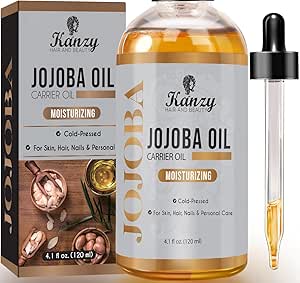 Kanzy Jojoba Oil 120ml Cold Pressed Vegan Moisturizing for Hair, Face, Cuticles, Body and Nails Jojoba Oil Hexane Free