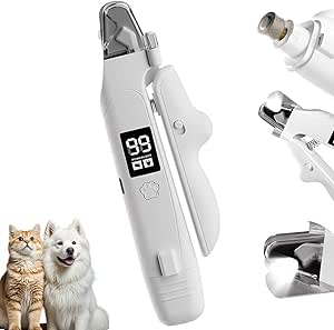 2 in 1 Dog Nail Scissors, Claw Sander with Light, Dog Claw Scissors with Display, Rechargeable Nail Scissors, Nail File for Different Body Types, Pets