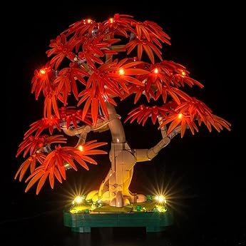 LEGO Botanicals Japanese Red Maple Bonsai Tree - Artificial Plant Building Set with Red & Orange Leaves, Plus a Buildable Pot - DIY Home Decor Gift For Adults - 10348