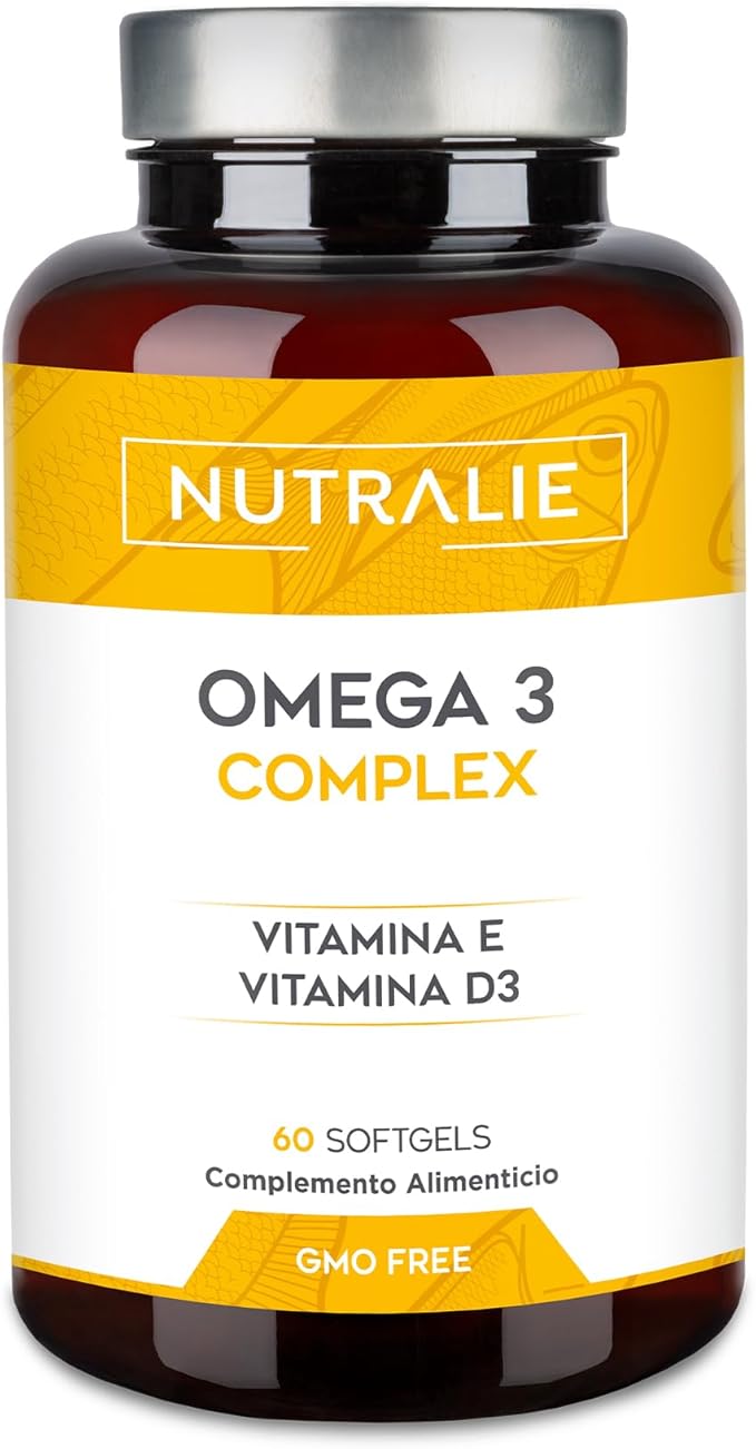 Omega 3 Cápsulas 2000mg - EPA y DHA 1257mg - Vit D y E - Aceite de Pescado - 60 Softgels Fish Oil Omega 3 Nutralie