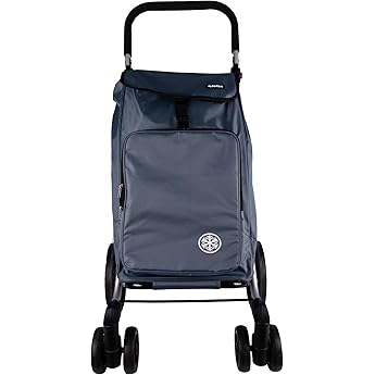 JATA HCAR2502 - Carro de la Compra 4 Ruedas. De 40L con Bolsa Refrigerante para Congelados. 2 Ruedas Giratorias 360º. Carro Plegable. con Freno. Chasis de Aluminio