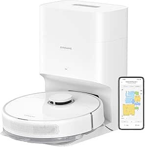 Dreame D10 Plus Gen 2 Robot Aspirador y Fregasuelos, 6000Pa Robot Aspirador con Base Autovaciado, LiDAR Navegación, Capacidad de superar obstáculos de 20MM, Mapa Multicapa, 5200 mAh Batería, Blanco