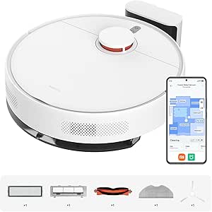XIAOMI Robot Vacuum S40C, 2-in-1 Vacuum Cleaner and Mop, 5000Pa Suction, LDS Smart Navigation, Auto Recharge, Compatible with Hard Floors and Short Pile Carpets