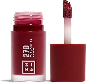 3INA MAKEUP - The No-Rules Cream 270 - Wine Red Blush with Almond Oil - 3-in-1 Liquid Blush Natural Finish Lips & Eyes Cheeks - Vegan - Cruelty Free