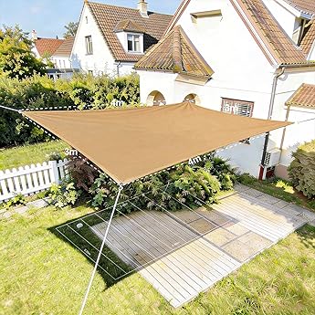 Toldo rectangular para balcón, 4 x 3 m, color crema, protección solar y contra el viento, tejido HDPE, incluye cuerdas