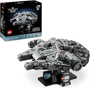 LEGO Star Wars 75375 Millennium Falcon - Collectible Starship Adult Mockup with Base and Plate - Desk Decor - Gift for Men, Women and Fans of A New Hope
