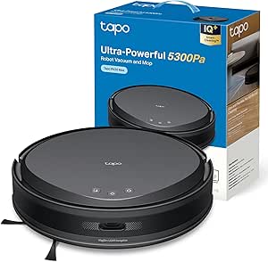 Tapo RV20 MAX – Robot Vacuum Cleaner and Floor Scrub, 4 in 1 Ultrasuction 5300Pa, MagSlim LiDAR Navigation, IQ+ Intelligent Cleaning, 83mm Ultrathin Design, Customizable Cleaning with App, Alexa and Google
