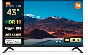 XIAOMI TV F 43, 43 Inch (109 cm), 4K UHD, Smart TV, Fire TV, Alexa Voice Control, HDR10, MEMC, 2GB+32GB, Compatible with Apple AirPlay, 2025